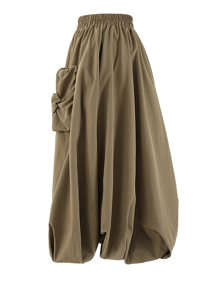 High Waist A-line Skirt with Pockets