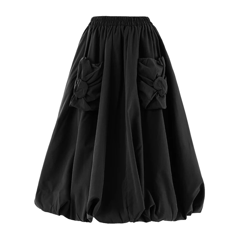 High Waist A-line Skirt with Pockets