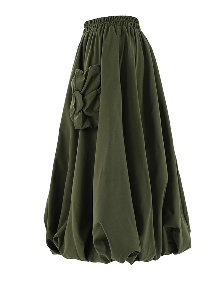 High Waist A-line Skirt with Pockets