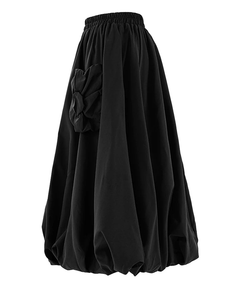 High Waist A-line Skirt with Pockets