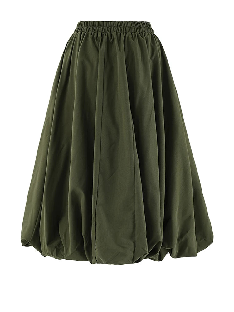 High Waist A-line Skirt with Pockets