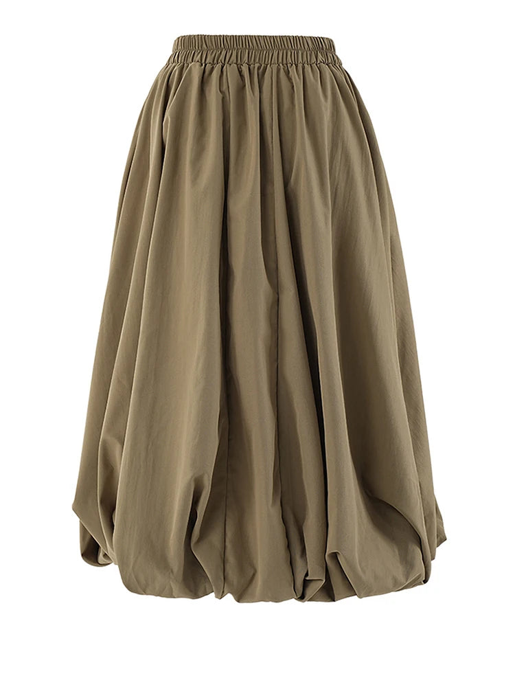 High Waist A-line Skirt with Pockets