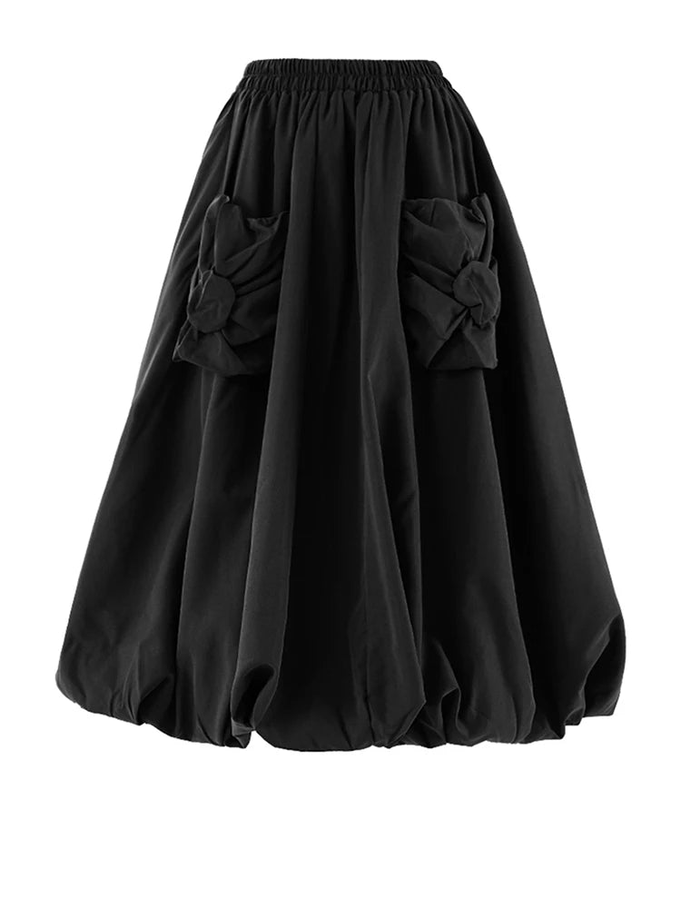 High Waist A-line Skirt with Pockets